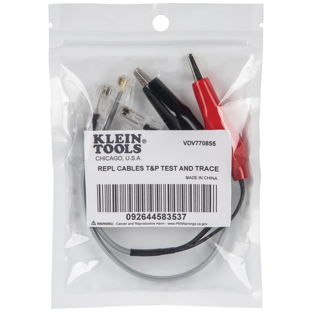 Klein Tools VDV770-855 - Cables de repuesto para Klein Tools Tono y Sonda Cable Tracer Kit Cat. No. VDV500-705, cables con clips de cocodrilo y RJ45, RJ11, RJ12