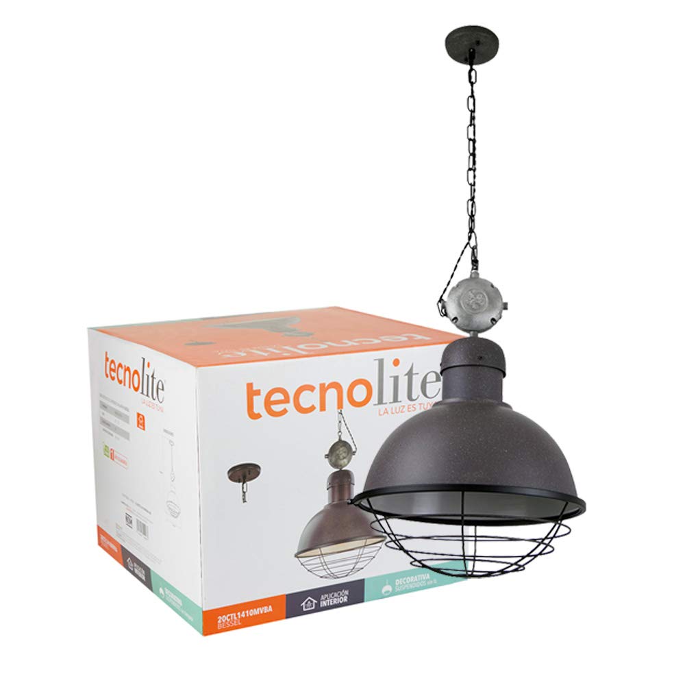 Tecnolite Lámpara Colgante Interior Decorativa E27, Bronce Antiguo 20CTL1410MVBA