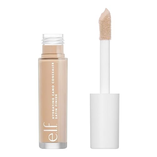 elf, Corrector de camuflaje hidratante, Ligero, Cobertura completa, Larga duración, Oculta, Corrige, Cubre, Hidrata, Destaca, Arena media, Acabado satinado, 25 tonos, Uso durante todo el día, 0.20 Fl