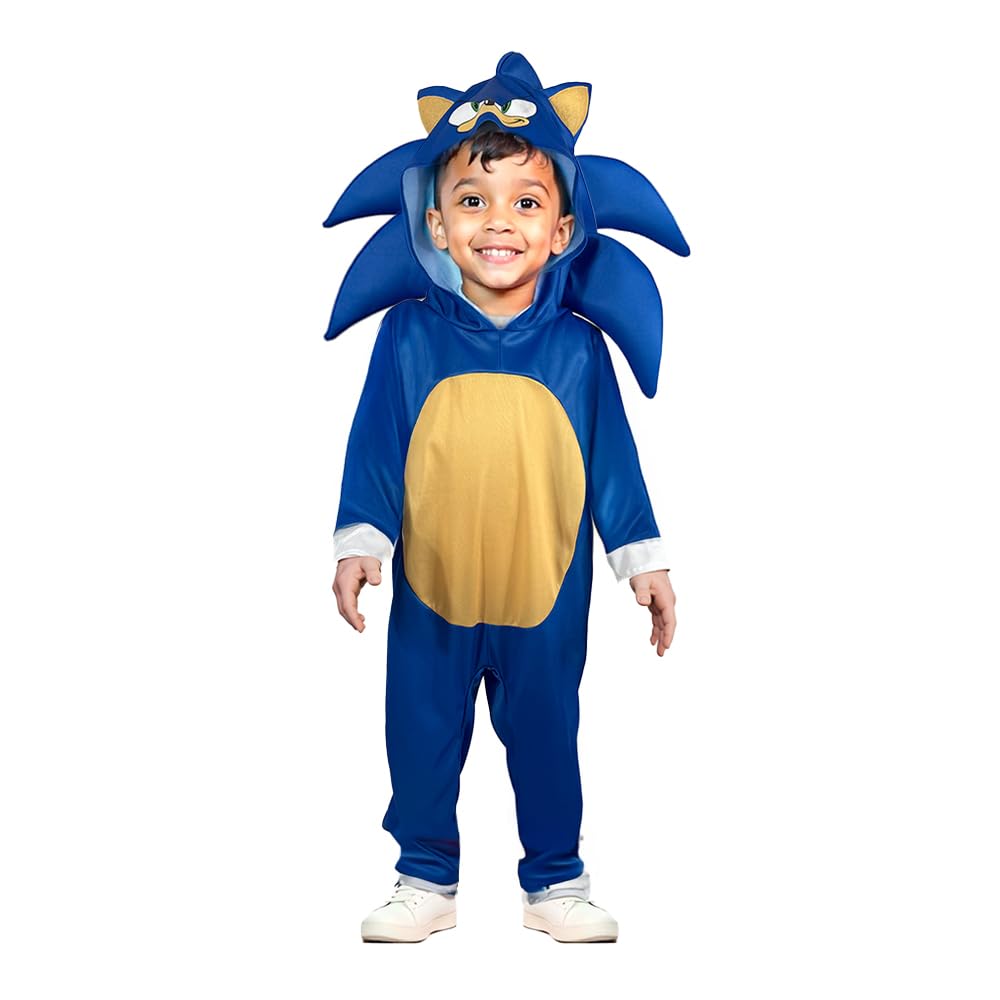 Disfraz infantil de Sonic tipo Overol, Sega. Fantasy Ruz. Talla 8 años