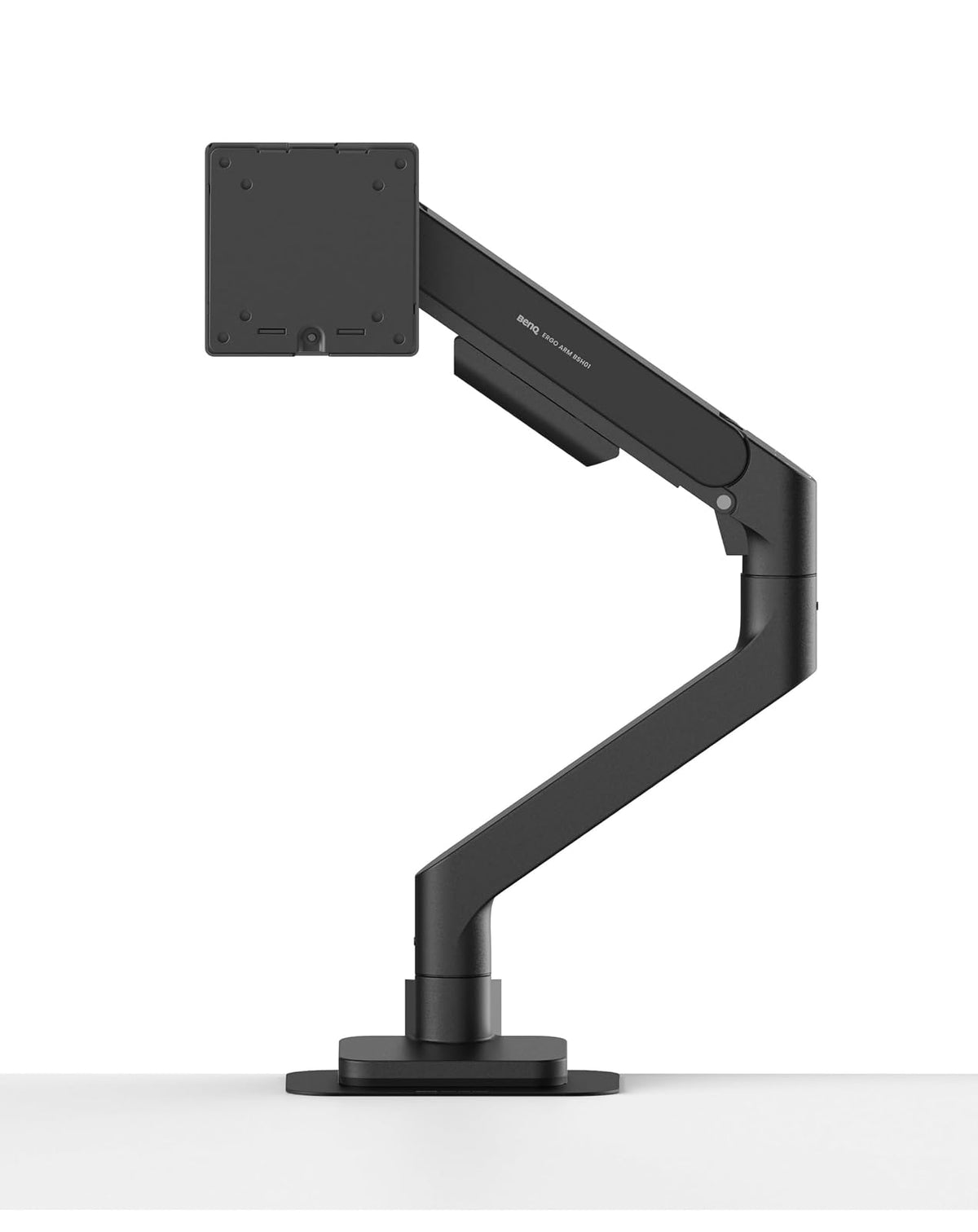 BenQ Brazo para Monitor Ergo BSH01 - Soporte de Resorte de Gas para Pantallas de hasta 45'' y 19.9Kg, Resistente, sin hundimiento, Abrazadera Superior y Base con Ojal, Placa de Refuerzo