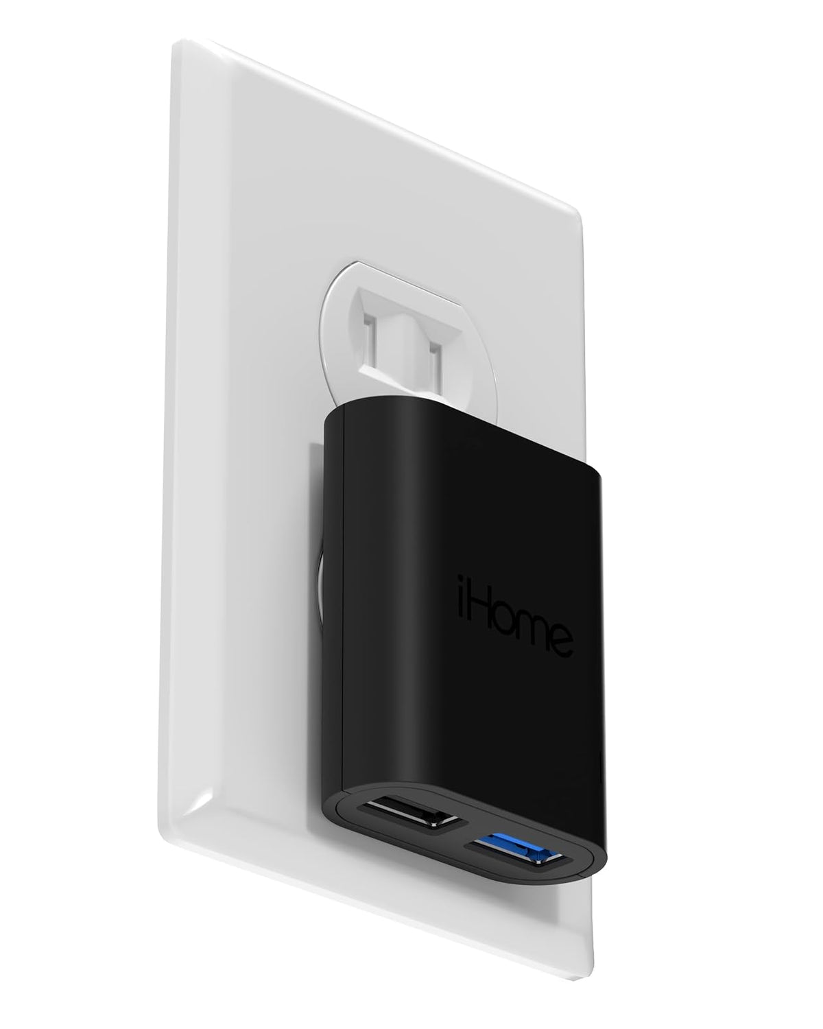 iHome Cargador de Pared USB Doble AC Pro, Carga Rápida 2.4A - Black - Carga rápida de 2 puertos