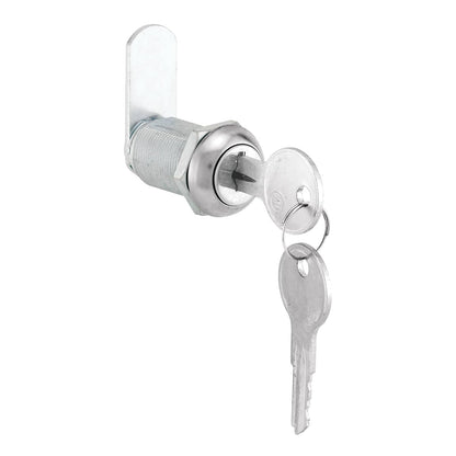 Prime-Line U 9945 - Cerradura para cajones y gabinetes - Archivos y cajones importantes, 1 1/8 pulgadas, acero inoxidable fundido a presión, se adapta a 13/16 pulgadas. Grosor máximo del panel