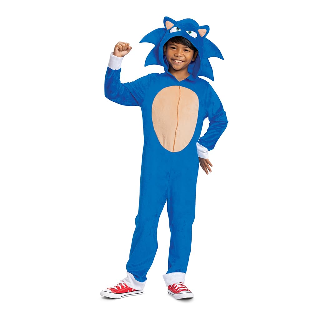 Disfraz de Sonic the Hedgehog, disfraz oficial de la película Sonic y tocado, talla M para niños (7-8)