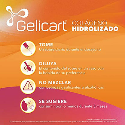 Gelicart Trivance colágeno hidrolizado suplemento alimenticio 60 sobres 10g