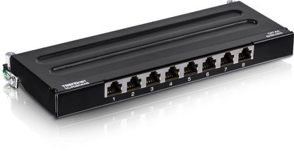 TRENDnet - Panel de conexión blindado Cat6A de 8 puertos, listo para montaje en pared, listo para 10G, Cat5e, Cat6, Cat6A, carcasa de metal, etiquetado codificado por colores para cableado T568A y