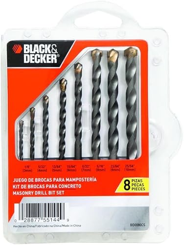 BLACK+DECKER Juego de Brocas para Concreto, 8 Piezas, BD0080CS