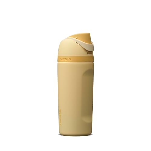 Owala FreeSip - Botella de agua aislada de acero inoxidable con popote para deportes, viajes y escuela, botella de agua deportiva sin BPA, 16 onzas, mantequilla media