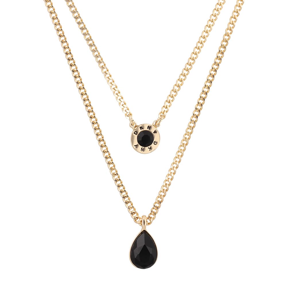 DKNY Collar Dorado Gota Aleación de Metales | Mediano, cierre francés, baño dorado, para mujer