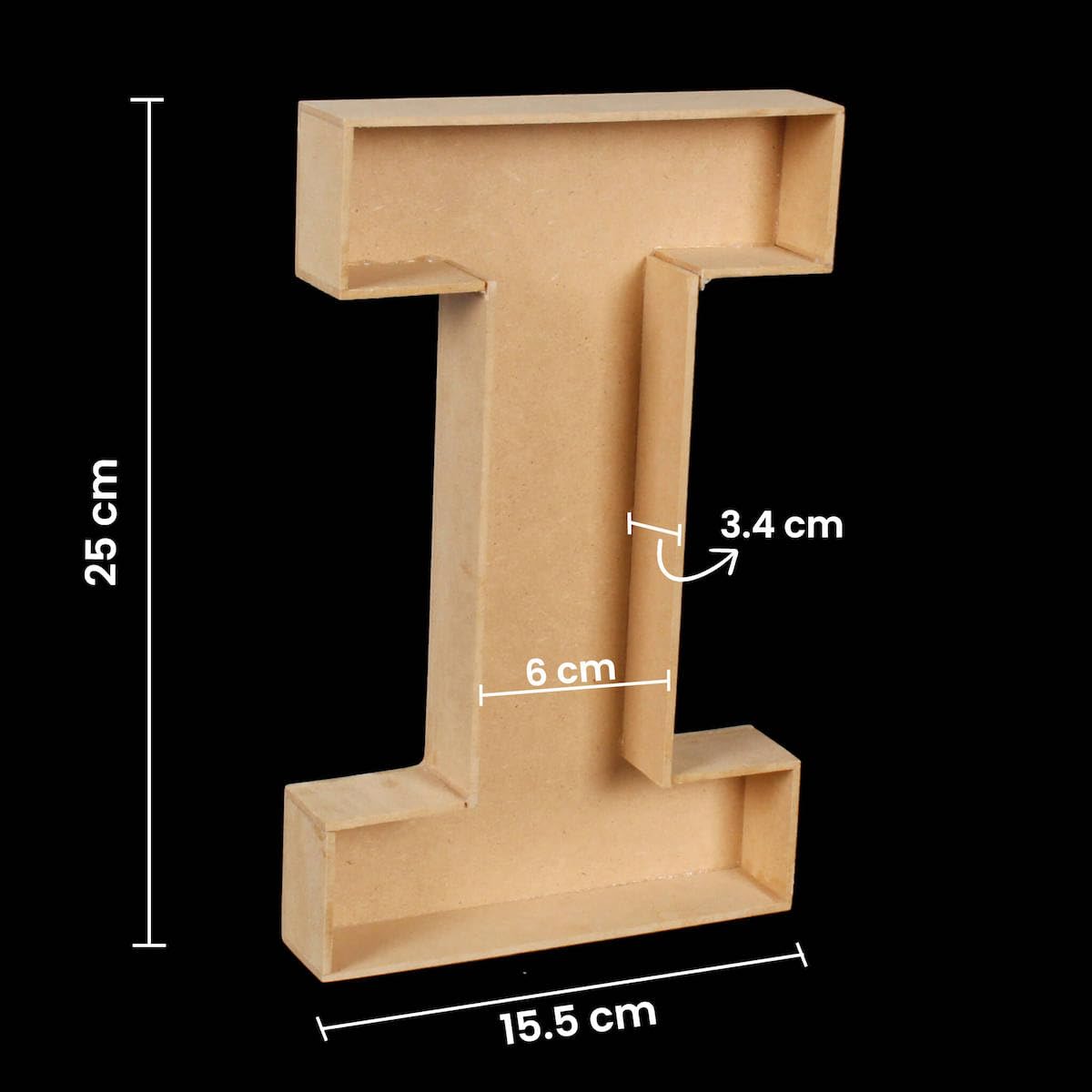 Fantasias Miguel Mylin Caja Regalo Letra Madera MDF 3.5cm x 26cm 3mm 1pz Letra I