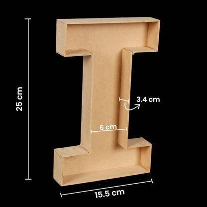 Fantasias Miguel Mylin Caja Regalo Letra Madera MDF 3.5cm x 26cm 3mm 1pz Letra I