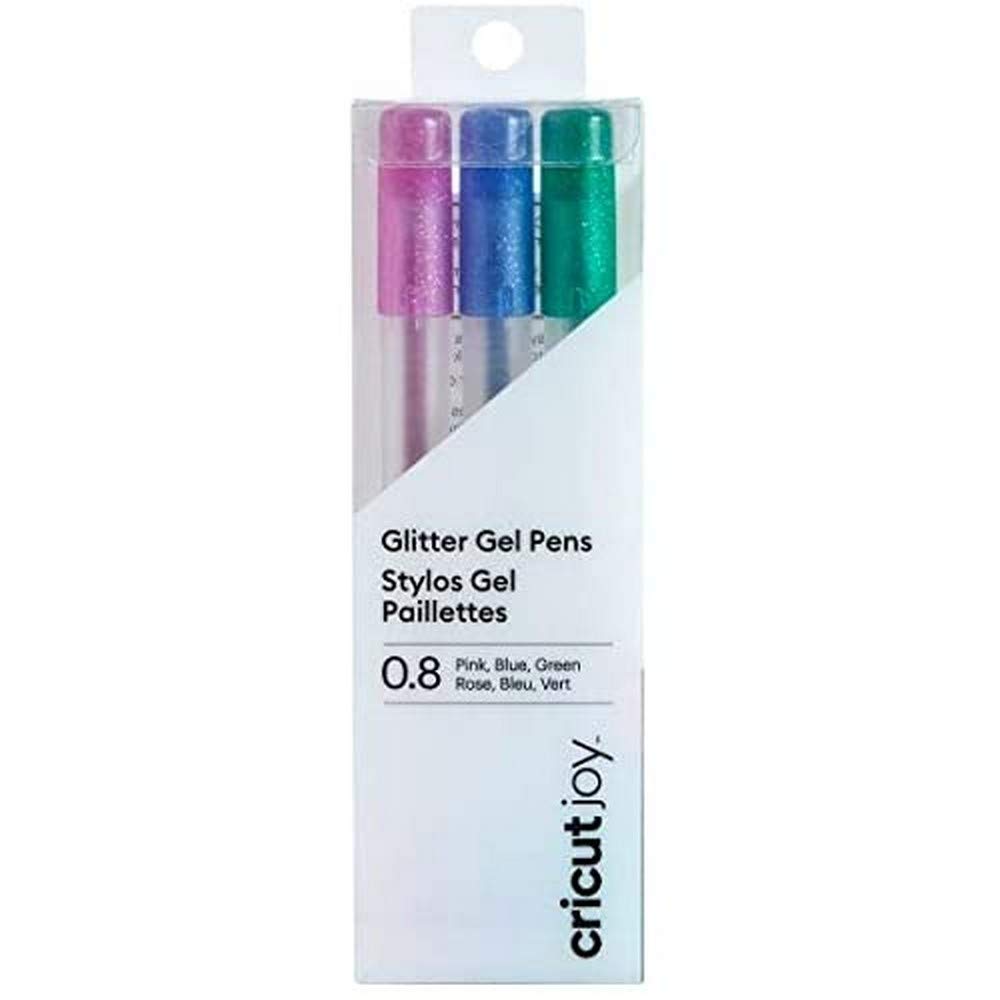Cricut Joy - Bolígrafos de gel con purpurina, 0,8 mm, color rosa, azul, verde