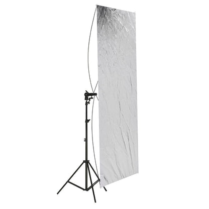 Neewer Reflector de 90x180 Centímetros Foto Estudio Dorado/Plata y Negro/Blanco Panel Plano Ligero con Soporte Bracket de 360 Degrados Giratorio y Funda