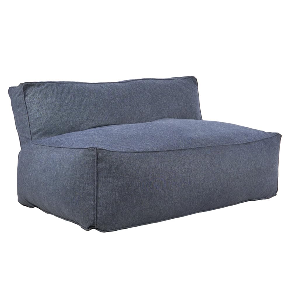 Sochic Sofá Puff de 2 Plazas Tapizado en Tela Resistente Azul Marino con Relleno de Microperlas