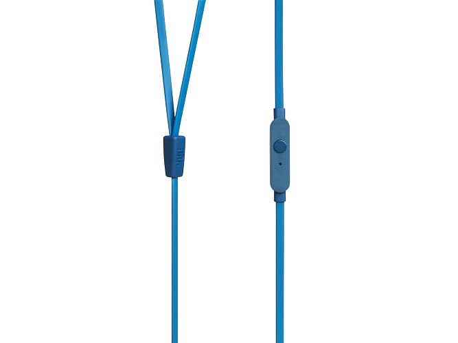 JBL Tune 110 - Auriculares intrauditivos de Sonido de Graves Puro, Control Remoto de 1 botón, micrófono y Cable Plano sin enredos (Azul)