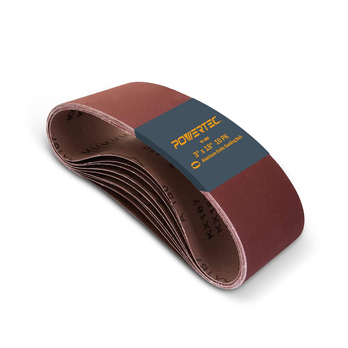 POWERTEC Correas de Lijado de Óxido de Aluminio para Lijadora de Banda, Paquete de 10 - AO, 60 Grits, 10PK