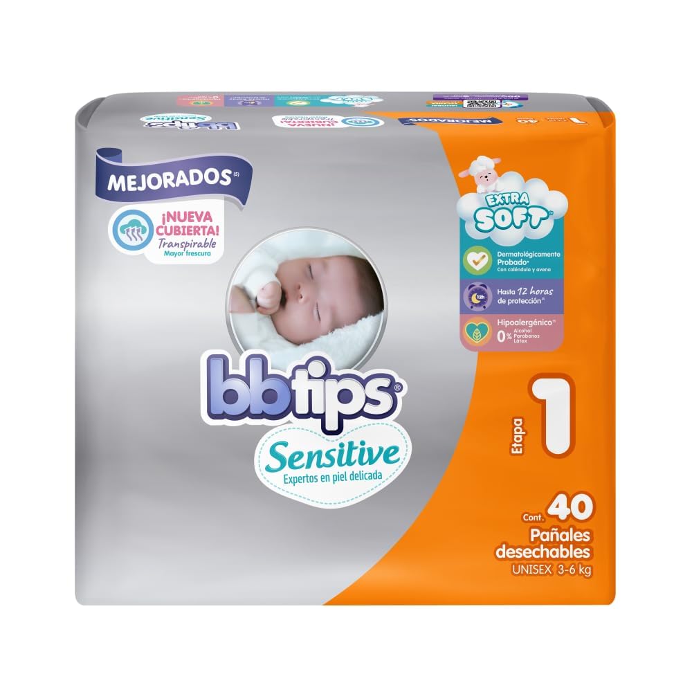 BBtips Sensitive Pañales, Baby Diapers , Talla 1 Paquete de 160