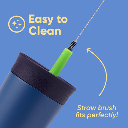 Owala - Vaso aislante de acero inoxidable para niños, con popote flexible resistente a derrames, fácil de limpiar, botella de agua para niños, ideal para viajes, apto para lavaplatos, 12 onzas, rosa y morado (cohete lila)