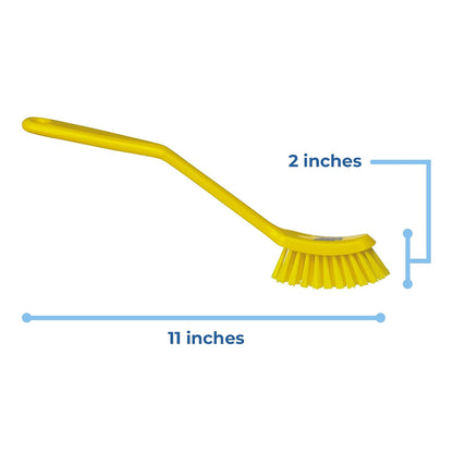 Vikan 42876 Coarse/Fine Sweep Dish Brush, Polypropylene, Polyester Bristle, 11", Yellow