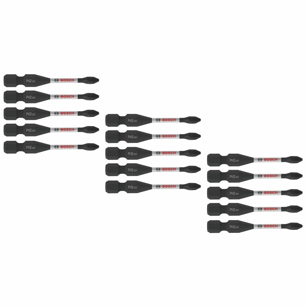 Bosch Driven Puntas Torx #25 Resistentes a Impacto - 5 cm - PH2 - Paquete de 15 unidades - 15 piezas