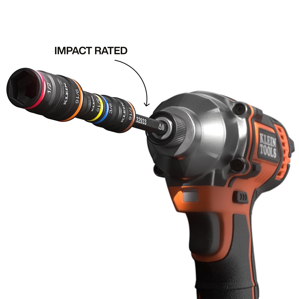 Klein Tools 32914HD Juego de Desarmador de caja, 14-en-1 con Clasificación de Impacto, Tamaños SAE y Métricos, Juego de Dados Magnéticos con 12 Llaves Hexagonales y Portapuntas, Mango con Empuñadura