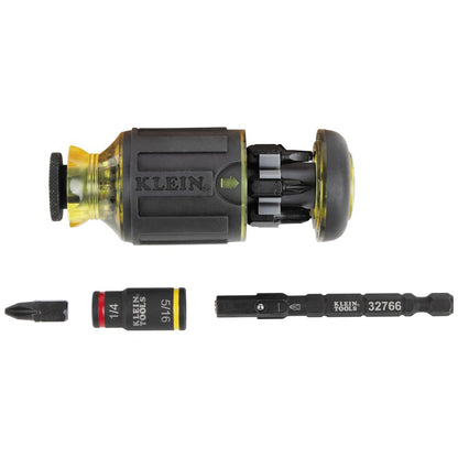 Klein Tools 32308F Juego de destornilladores de impacto 10 en 1, juego de destornilladores rechonchos hexagonales, 7 bits, función de sujeción de puntas de 1/4 pulgadas, 10 piezas