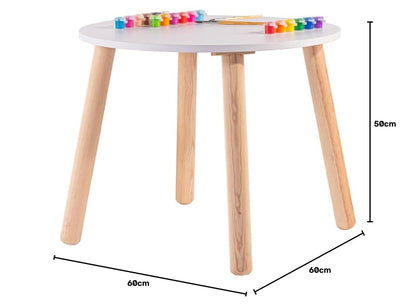 DUDUK Mesa Infantil Circular Melamina Blanca para Niños y Niñas