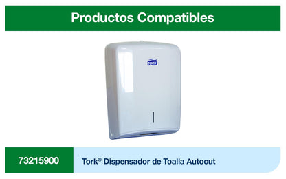 Tork Toallas de Papel Interdobladas para Manos Hoja Simple – Toalla para Dispensador Institucional 100% Reciclada, 21x14 cm, Blanca – Caja 8 Fajillas x 250 Hojas (2,000 Hojas)