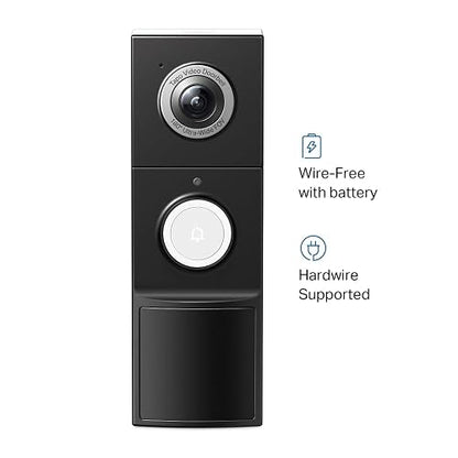 TP-Link Tapo D235 Timbre con Cámara WiFi Exterior - Resolución 2K - Visión Nocturna a Color - Cobertura 180° - Batería de Larga Duración - Detección Inteligente - Audio Bidireccional - Protección IP66