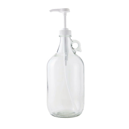 FastRack Jarra de Vidrio de Medio galón para dispensador de detergente de lavandería – Envase hermético con Tapa de Rosca | Base Antideslizante | Dispensador de Bomba de detergente o de Jarabe |