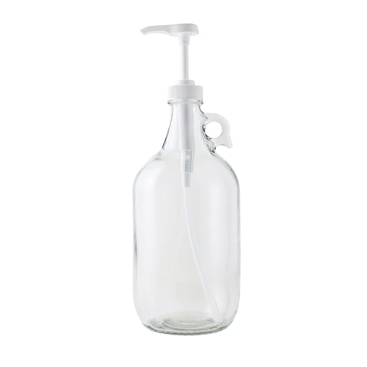 FastRack Jarra de Vidrio de Medio galón para dispensador de detergente de lavandería – Envase hermético con Tapa de Rosca | Base Antideslizante | Dispensador de Bomba de detergente o de Jarabe |