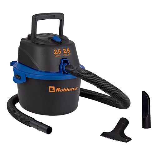Koblenz WD-2.5 MA Aspiradora Seco Mojado 3 en 1 con Sistema de Expulsión de Aire, 2.5 Galones y Motor de 2.5 HP, Aspira Sólidos y Líquidos, Aspiradora Portátil para Auto, Casa y Taller con Accesorios