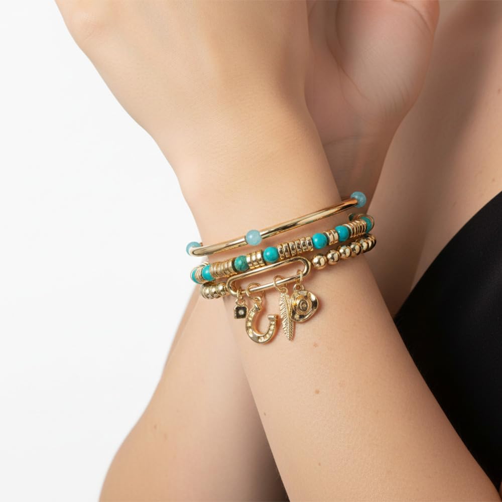 Nine West Box Set Pulsera Dorado Multiniveles para Mujer