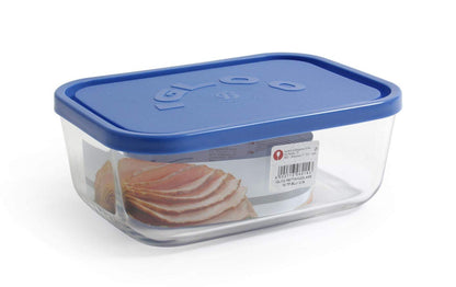 Borgonovo Igloo Contenedor de Vidrio Rectangular con Tapa Plástica, 19 cm