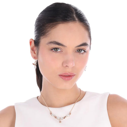 Anne Klein Collar y Aretes Dorado Circular | Juego de 2 piezas, aleación de metales, baño dorado, cierre francés, para mujer
