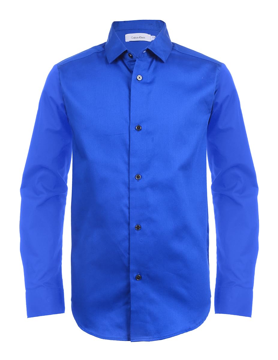 Calvin Klein camisa de vestir de manga larga para niño - 8 - Azul oscuro