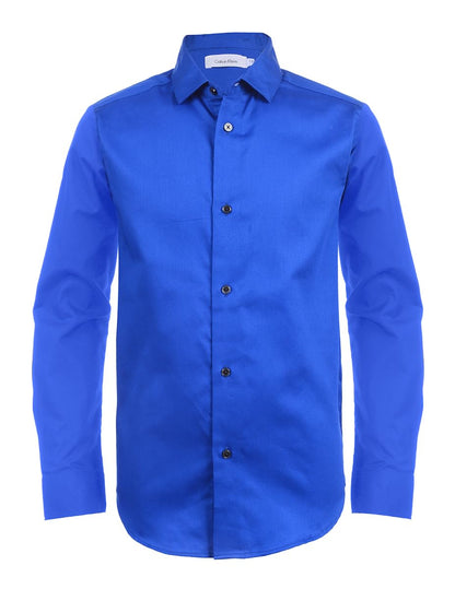 Calvin Klein camisa de vestir de manga larga para niño - 8 - Azul oscuro