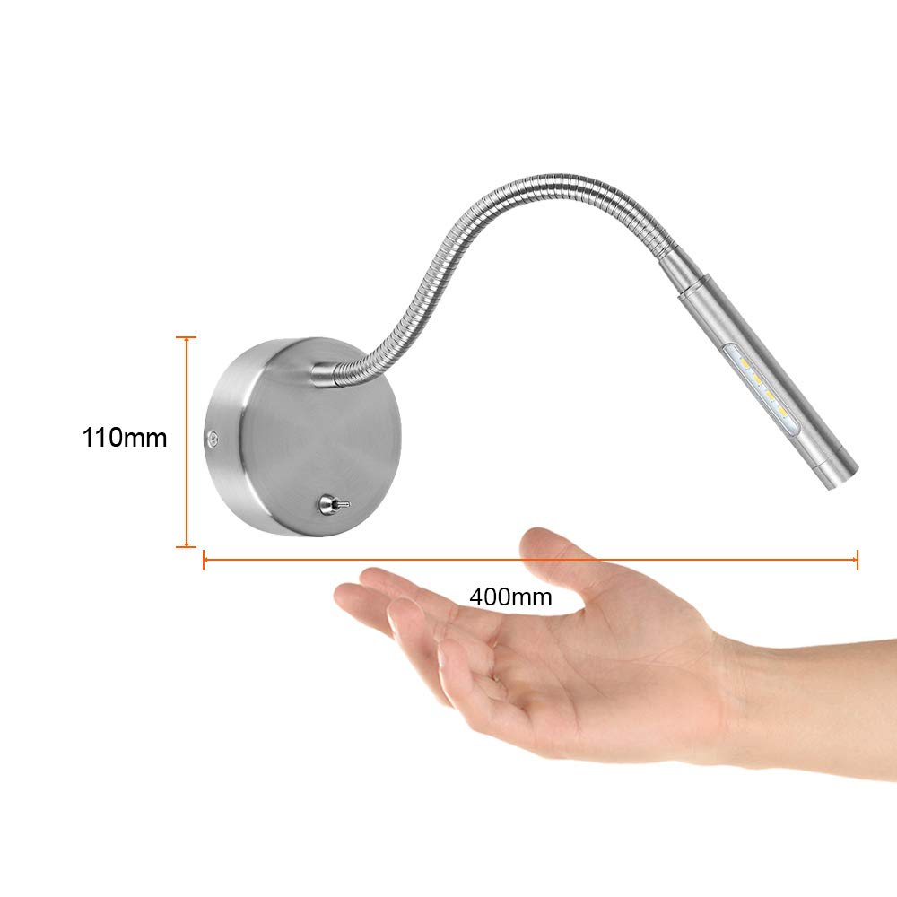 Tecnolite - Luz de Lectura LED 2 W, Luz Suave Cálida, Flexible, Sobreponer en pared