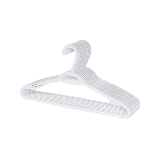 Neatfreak - Juego de 10 perchas delgadas - Perchas que ahorran espacio para ropa, pantalones, lencería y accesorios - Robustos ganchos de plástico blanco con ganchos y barra de pantalones - Paquete de