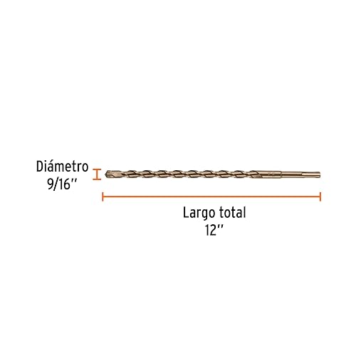 Truper BS-9/16X12, Broca para concreto con sistema directo de inserción (SDS Plus) 9/16" x 12"