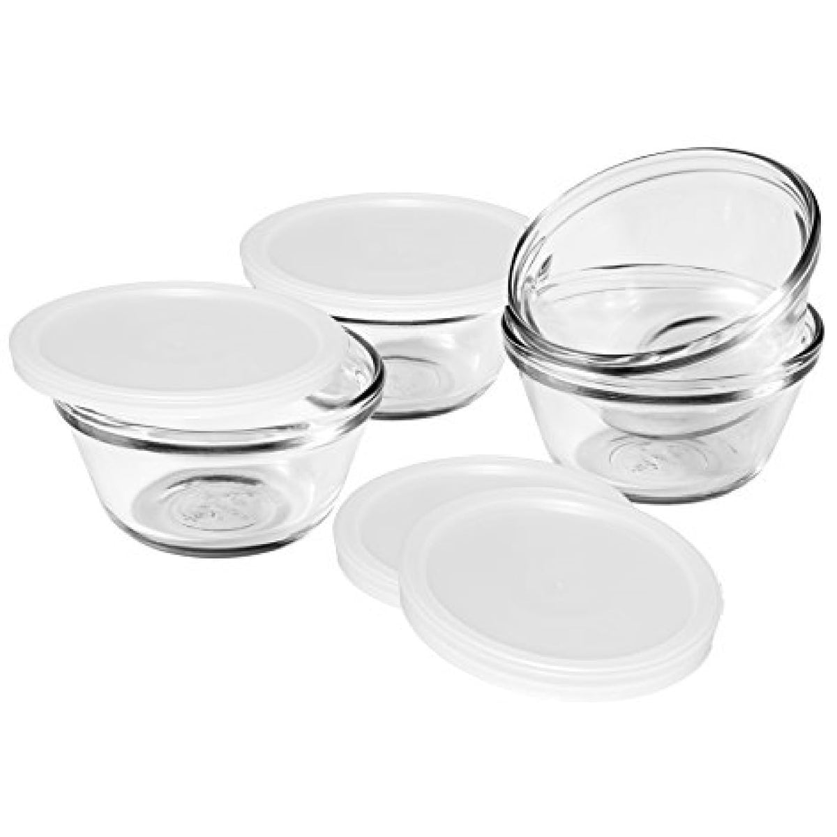 Anchor Hocking 12216ECOM Custard Tazas con tapas (juego de 4), 170 g, transparente, tazas con tapa para flan, Transparente, 177.44 ml (6 oz), 1