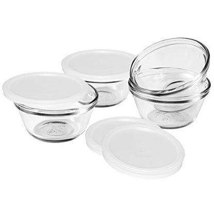 Anchor Hocking 12216ECOM Custard Tazas con tapas (juego de 4), 170 g, transparente, tazas con tapa para flan, Transparente, 177.44 ml (6 oz), 1