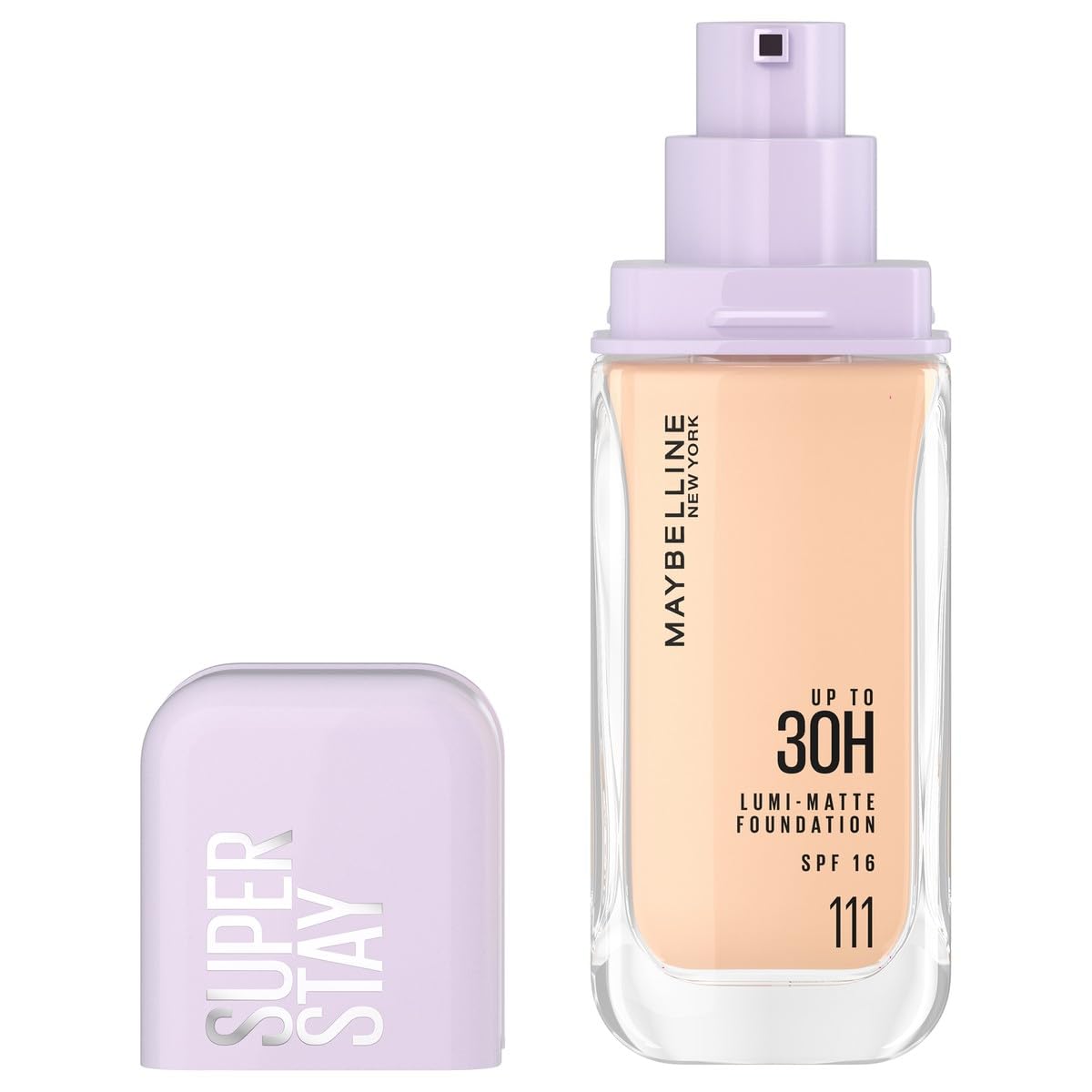 Maybelline Super Stay Lumi Matte Base de Maquillaje Líquida, Alta Cobertura con Acabado Mate Luminoso, Tecnología Lightwear 30H de Duración, Tono 111, 30 ml