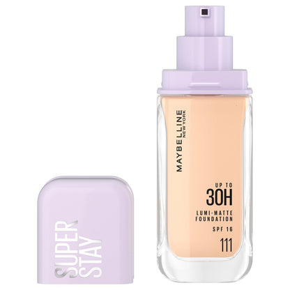 Maybelline Super Stay Lumi Matte Base de Maquillaje Líquida, Alta Cobertura con Acabado Mate Luminoso, Tecnología Lightwear 30H de Duración, Tono 111, 30 ml