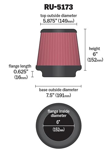 K&N RU-5173 Filtro de Aire Universal