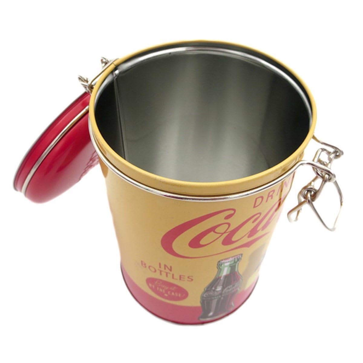 The Tin Box Company Recipiente Almacenamiento Distress Coca-Cola Redondo 4-1/4 x 6-1/2 pulgadas