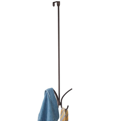 InterDesign 31372 Axis Easy Reach Over Door Organizer Hooks for Coats, Hats, Robes, Clothes or Towels, 2 Dual Hooks, Bronze