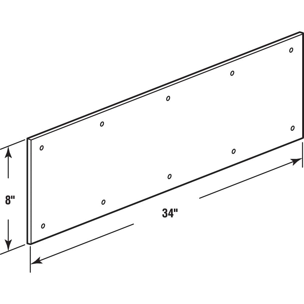 Prime-Line MP4754 - Placa de patada, 8 x 36 pulgadas, aluminio satinado, 8 in x 34 in x .03 in, Aluminio chapado en latón.