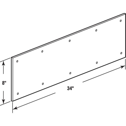 Prime-Line MP4754 - Placa de patada, 8 x 36 pulgadas, aluminio satinado, 8 in x 34 in x .03 in, Aluminio chapado en latón.