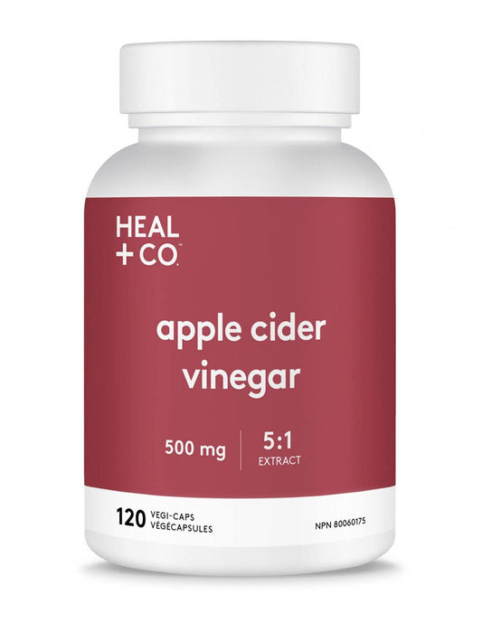 HEAL + CO. Vinagre de Sidra de Manzana Extra Potente 5:1 – 5000 mg por Dosis, Apoyo Digestivo y Mineral, 120 Cápsulas Vegetarianas